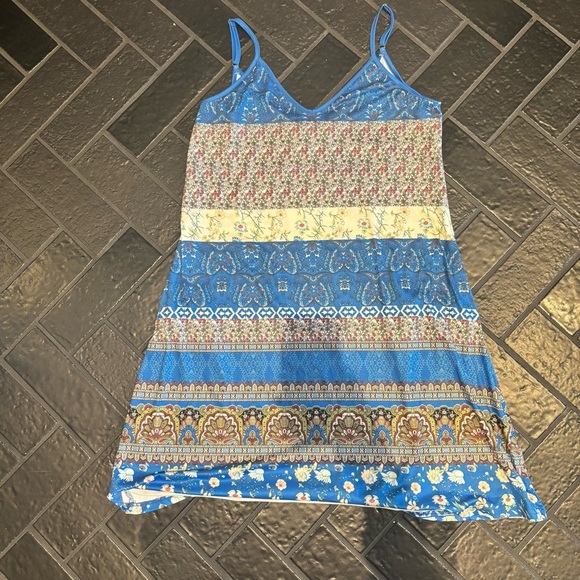 Bohemian Blue and Cream Strappy Dress - Picture 3 of 7